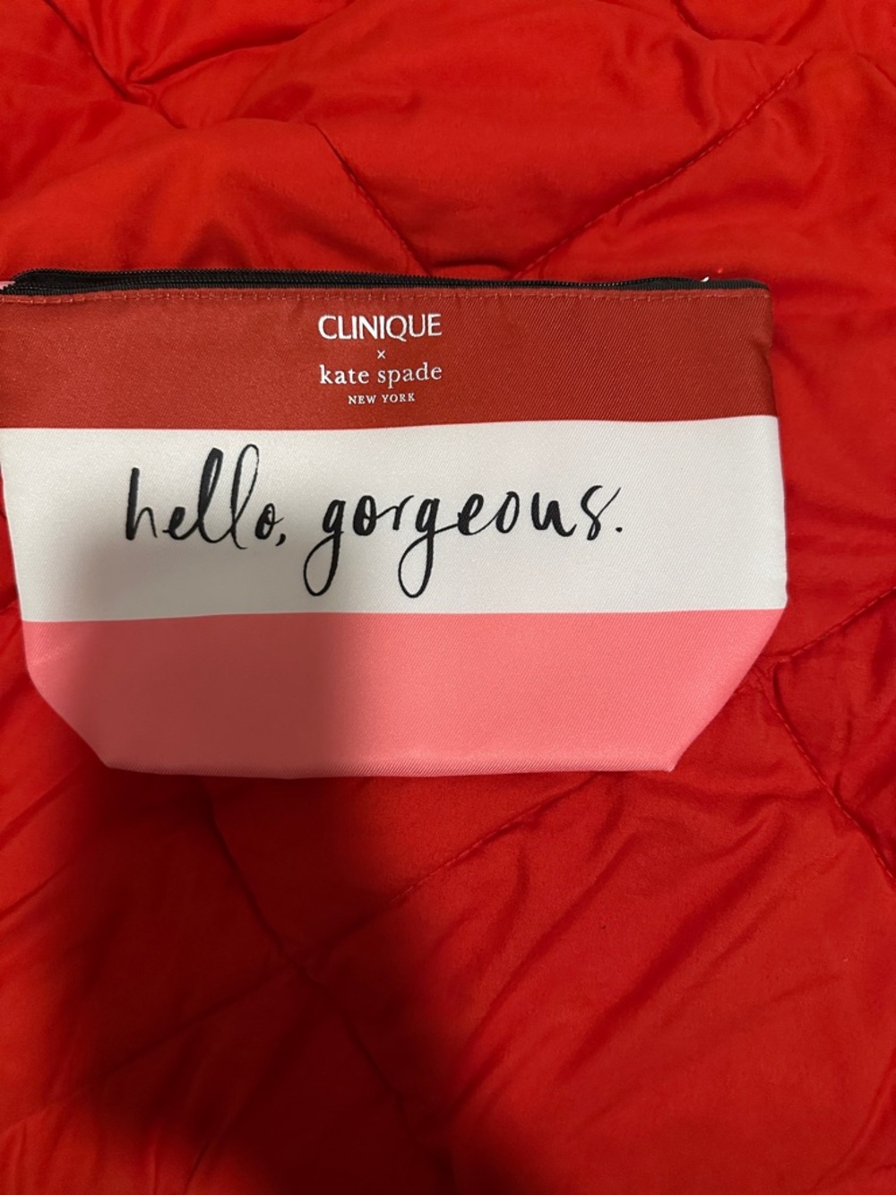 Clinique x kate spade Red, White & Pink 'hello, gorgeous.' Cosmetic Pouch